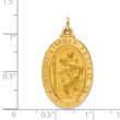 14k Solid Polished/Satin Medium Oval St. Christopher Medal