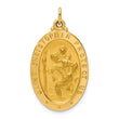 14k Solid Polished/Satin Medium Oval St. Christopher Medal