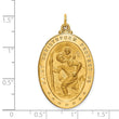 14k Solid Polished/Satin Large Oval St. Christopher Medal