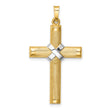 14k Hollow Polished Rhodium Center X Cross