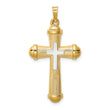 14k Two-tone Hollow Polished Cross w/Center Cross
