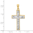 14K Two-tone Polished & Diamond-cut Cross Pendant