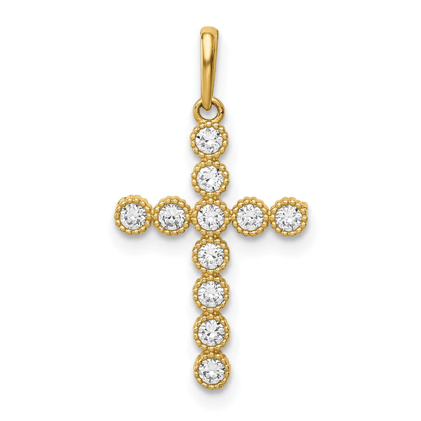 14K CZ Cross Pendant