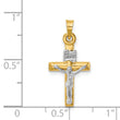 14k Two-tone Hollow Crucifix Pendant