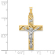 14k Two-tone Hollow Polished Textured Latin Crucifix