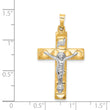 14k Two-tone Hollow Polished Textured Latin Crucifix