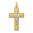 14k Two-tone Hollow Polished Rope Edge Latin Crucifix