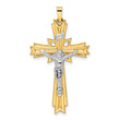 14k Two-tone Polished Solid Fancy INRI Crucifix Pendant