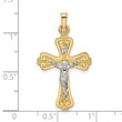 14k Two-tone Polished Solid INRI Crucifix Pendant