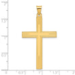 14k Polished and Line Design Solid Cross Pendant