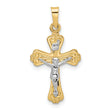 14k Two-tone Polished Solid INRI Crucifix Pendant