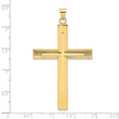 14k Polished and Line Design Solid Cross Pendant