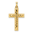 14k Polished and Twisted Hollow Cross Pendant