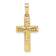 14k Polished Diamond-cut Reversible Puffed Cross Pendant