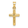 14k Polished Diamond-cut Reversible Puffed Cross Pendant