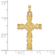 14k Polished Solid Floral Center Cross Pendant