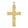 14k Polished Solid Floral Center Cross Pendant