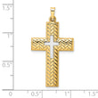 14k Two-tone Polished Hollow Woven Double Cross Pendant