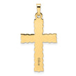 14k Polished and Textured Solid Floral Cross Pendant