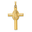 14k Polished and Satin Hollow Cross Pendant