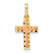 14K Two-tone Diamond Cut Cross Pendant