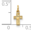 14k Polished Solid Tiny Heart Cross Pendant
