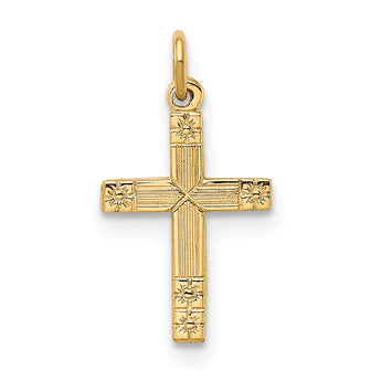 14k Polished and Textured Solid Cross Pendant