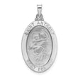 14k White Gold Polished Solid Oval St Anthony Medal Pendant