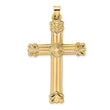 14k Polished and Textured Solid Circle Center Cross Pendant
