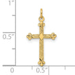 14k Polished and Textured Solid Diamond Shape Cross Pendant