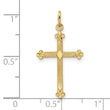 14k Polished and Textured Solid Diamond Shape Cross Pendant