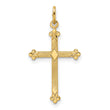 14k Polished and Textured Solid Diamond Shape Cross Pendant