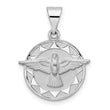 14k White Gold Polished and Satin Hollow Holy Spirit Pendant