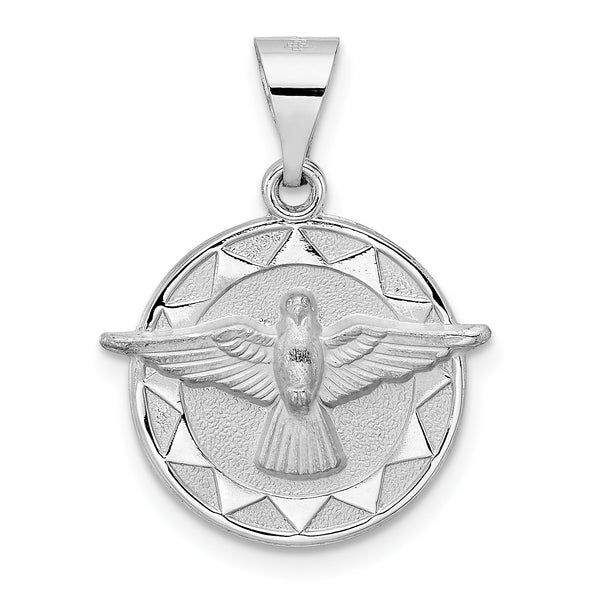 14k White Gold Polished and Satin Hollow Holy Spirit Pendant