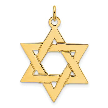 14k Polished Solid Star of David Pendant