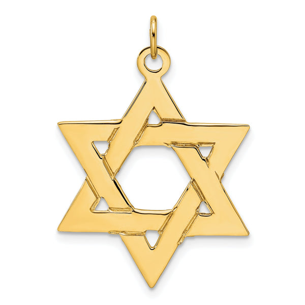 14k Polished Solid Star of David Pendant