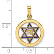 14k Polished and Enameled Solid Star of David Pendant