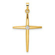 14k Two-tone Polished Solid Diamond Shape Center Cross Pendant