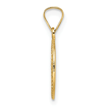 14k Polished and Textured Solid Star of David in Frame Pendant