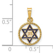 14k Polished Solid Enameled Star of David in Frame Pendant