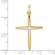 14k Two-tone Polished Solid Double Cross Pendant