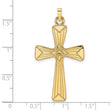 14k Polished Center Flower Solid Cross Pendant