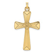 14k Polished Center Flower Solid Cross Pendant