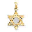 14k Two-tone Polished Solid Star and Torah Pendant