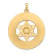 14k Two-tone Solid Star and Torah Inside Frame Pendant
