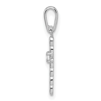 14k White Gold CZ Cross Pendant