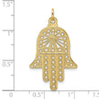 14k Polished Solid Filigree Hamsa Pendant