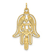 14k Polished & Textured Solid Hamsa Pendant