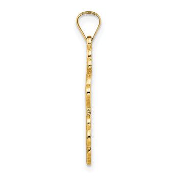 14k Polished Eastern Orthodox Blue Enamel Solid Cross Pendant