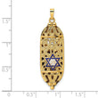 14k Polished Mezuzah Enameled Star Pendant